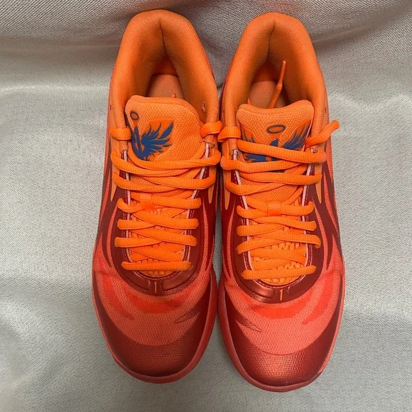 Puma MELO Red and Orange Basketball Sneakers - Picture 2 of 9
